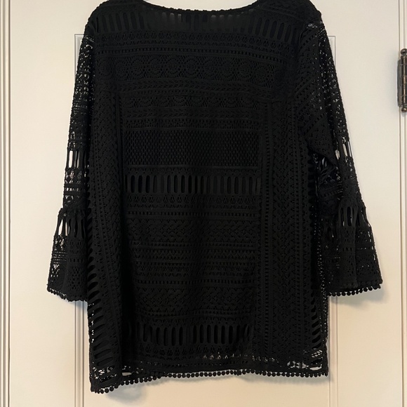 Alfani lace layered black blouse, Size Large - Picture 7 of 8